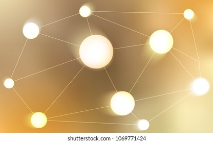 Light Orange vector background with bubbles, lines. Illustration with set of colorful abstract circles and lines. Completely new template for your brand book.