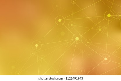 Light Orange vector background with bubbles, lines. Colorful illustration with circles and lines in futuristic style. Pattern can be used for futuristic ad, booklets.