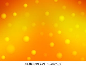 Light Orange vector background with bubbles. Glitter abstract illustration with blurred drops of rain. The pattern can be used for aqua ad, booklets.
