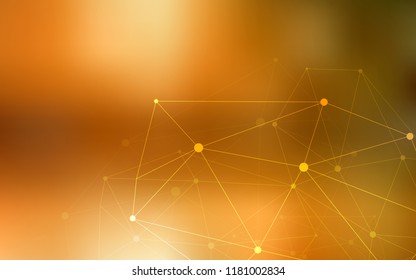 Light Orange vector background with bubbles, lines. Decorative design in abstract style with triangle structure. Pattern can be used for futuristic ad, booklets.