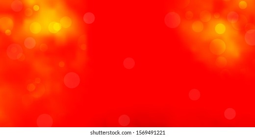 Light Orange vector background with bubbles. Glitter abstract illustration with colorful drops. New template for a brand book.