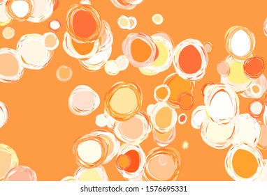 Light Orange vector background with bubbles. Beautiful colored illustration with blurred circles in nature style. Design for your business advert.