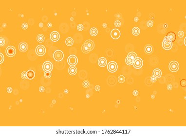 Light Orange vector background with bubbles. Blurred bubbles on abstract background with colorful gradient. Pattern for textures of wallpapers.