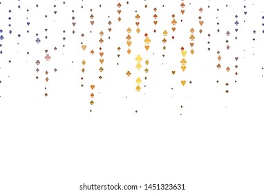 Light Orange vector background with cards signs. Illustration with set of hearts, spades, clubs, diamonds. Pattern for leaflets of poker games, events.