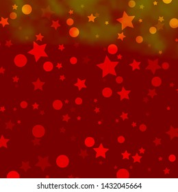 Light Orange vector background with circles, stars. Abstract illustration with colorful shapes of circles, stars. Design for wallpaper, fabric makers.