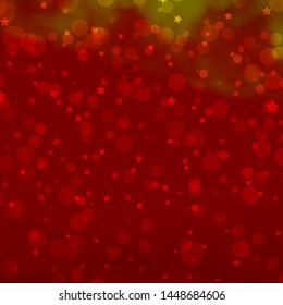 Light Orange vector background with circles, stars. Illustration with set of colorful abstract spheres, stars. Pattern for trendy fabric, wallpapers.