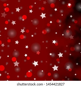 Light Orange vector background with circles, stars. Abstract design in gradient style with bubbles, stars. Design for wallpaper, fabric makers.