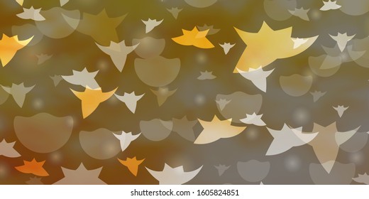 Light Orange vector background with circles, stars. Colorful disks, stars on simple gradient background. Pattern for design of fabric, wallpapers.