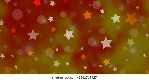 Light Orange vector background with circles, stars. Illustration with set of colorful abstract spheres, stars. Texture for window blinds, curtains.