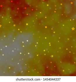 Light Orange vector background with colorful stars. Decorative illustration with stars on abstract template. Pattern for new year ad, booklets.