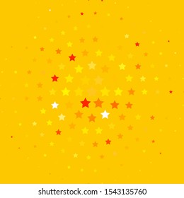 Light Orange vector background with colorful stars. Shining colorful illustration with small and big stars. Best design for your ad, poster, banner.