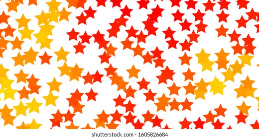 Light Orange vector background with colorful stars. Shining colorful illustration with small and big stars. Design for your business promotion.