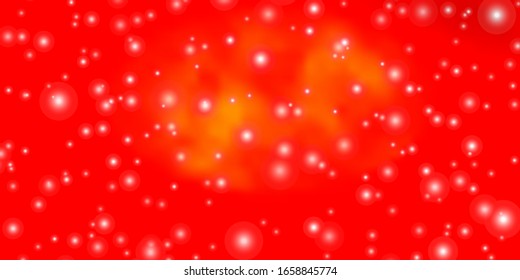 Light Orange vector background with colorful stars. Shining colorful illustration with small and big stars. Best design for your ad, poster, banner.