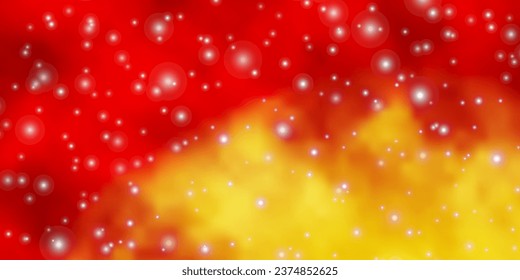 Hell orangefarbener Vektorhintergrund mit bunten Sternen. Dekorative Illustration mit Sternen auf abstrakter Vorlage. Muster für Webseiten, Landing-Seiten.
