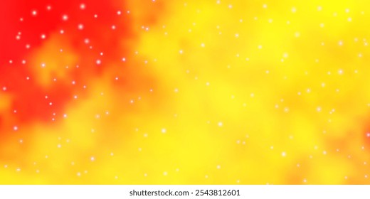 Hellorangefarbener Vektorhintergrund mit bunten Sternen. Leuchtende bunte Illustration mit kleinen und großen Sternen. Thema für Handys.