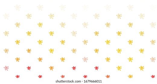 Light Orange vector background with covid-19 symbols. Colorful  gradient illness symbols in simple abstract style. Simple drawing against danger fever.