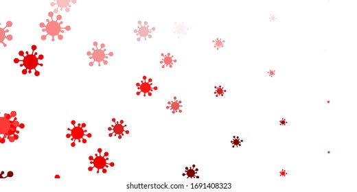 Fondo vectorial de color naranja claro con símbolos covid-19. Coloridos símbolos de enfermedades degradadas en un estilo simple y abstracto. Mejor diseño para eventos de cuarentena.