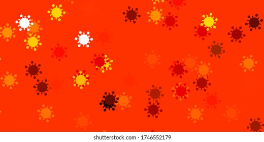 Light orange vector background with covid-19 symbols. Simple design in abstract style with infection forms. Best design for quarantine events.