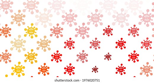 Light Orange vector background with covid-19 symbols. Smart illustration with covid signs in decorative style. Best design for quarantine events.