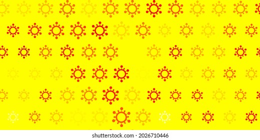 Light orange vector background with covid-19 symbols. Smart illustration with covid signs in decorative style. Simple design against epidemic information.