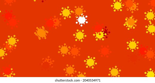 Light orange vector background with covid-19 symbols. Abstract illustration with biological gradient shapes. Simple design against epidemic information.