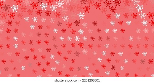 Light Orange vector background with covid-19 symbols. Abstract illustration with biological gradient shapes. Design for biohazard warning.