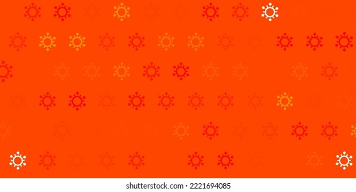 Hellorangefarbener Vektorhintergrund mit 19 Zeichen. Abstrakte Illustration mit biologischen Farbverlauf-Formen. Bestes Design für Quarantäneereignisse.