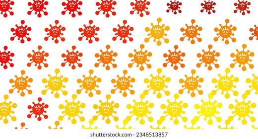 Light Orange vector background with covid-19 symbols. Colorful  gradient illness symbols in simple abstract style. Design for biohazard warning.