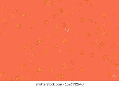 Light Orange vector background with cuisine gourmet. Beautiful colorful illustration with food in doodle style. Template for meal cooking in kitchen.