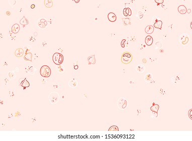Light Orange vector background with cuisine gourmet. Abstract background with colorful Fast Food illustrations. Pattern for ad, booklets, leaflets of restaurants.