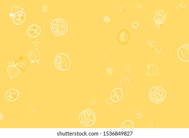 Light Orange vector background with cuisine gourmet. Beautiful colorful illustration with food in doodle style. Pattern for menu of cafes, bars, restaurants.