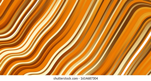 Light Orange vector background with curved lines. Abstract gradient illustration with wry lines. Design for your business promotion.
