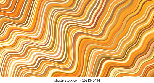 Light Orange vector background with curved lines. Colorful abstract illustration with gradient lines. Elegant pattern for a brand book.