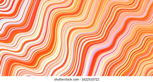 Light Orange vector background with curved lines. Colorful geometric sample with gradient lines.  Brand new design for your ads, poster, banner.