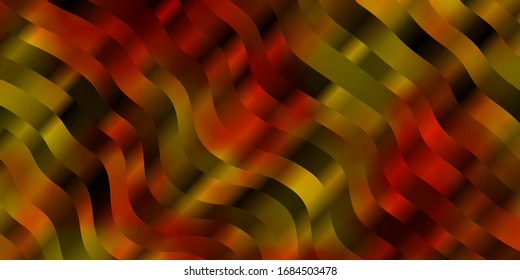 Fondo vectorial de color naranja claro con líneas curvas. Ilustración colorida en estilo abstracto con líneas dobladas. Plantilla para el diseño de la interfaz de usuario.