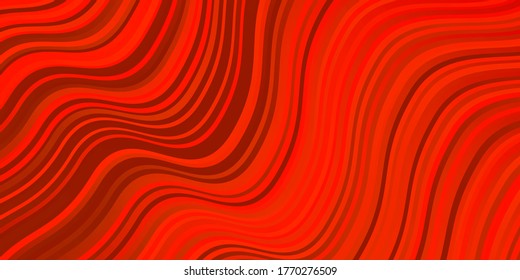 Fondo vectorial de naranja claro con líneas curvas. Ilustración brillante con arcos circulares gradientes. Patrón para sitios web, páginas de inicio.