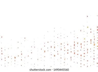 Light Orange vector background with Digit symbols. Blurred design in simple style with collection of numerals. Pattern for ads, booklets, leaflets of education.