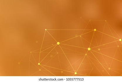 Light Orange vector background with dots and lines. Colorful illustration with circles and lines in futuristic style. Pattern can be used as texture of wallpapers.