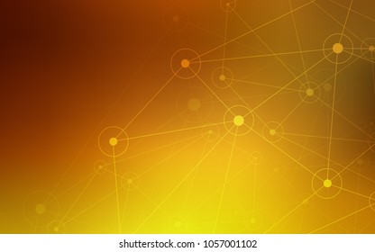 Light Orange vector background with dots and lines. Illustration with set of colorful abstract circles and lines. Completely new template for your brand book.