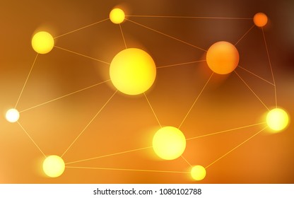 Light Orange vector background with dots and lines. Colorful illustration with circles and lines in futuristic style. Beautiful design for your business advert.