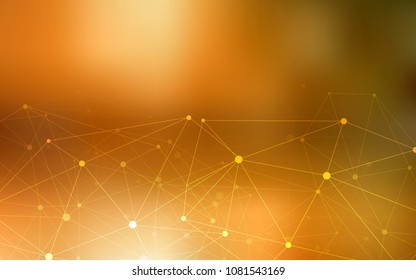 Light Orange vector background with dots and lines. Colorful illustration with circles and lines in futuristic style. Completely new template for your brand book.