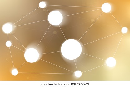 Light Orange vector background with dots and lines. Design with connection of dots and lines on colorful background. Pattern can be used for ads, leaflets.