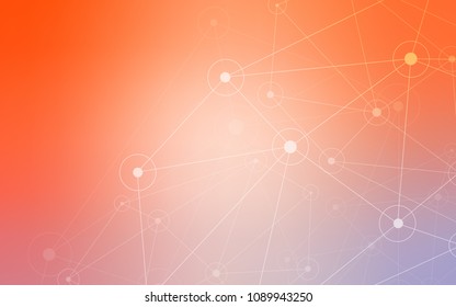 Light Orange vector background with dots and lines. Modern abstract colorful illustration with spheres and lines. Completely new template for your brand book.