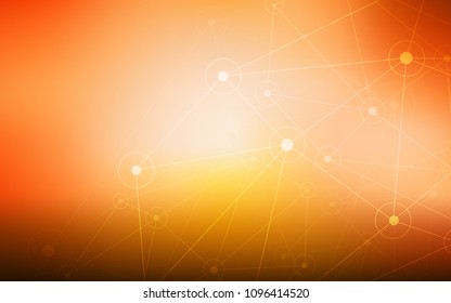 Light Orange vector background with dots and lines. Glitter abstract illustration with connection of triangle structure. Beautiful design for your business advert.