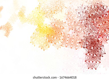 Light Orange vector background with forms of artificial intelligence. Colored AI structure with gradient lines and dots. Pattern for  poster, banner of technology.