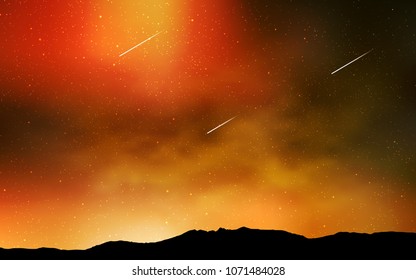 Light Orange vector background with galaxy stars. Glitter abstract illustration with colorful cosmic stars. Pattern for astrology websites.