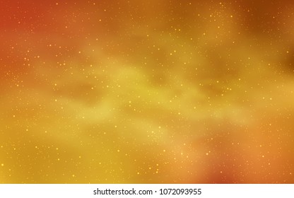 Light Orange vector background with galaxy stars. Shining illustration with sky stars on abstract template. Template for cosmic backgrounds.