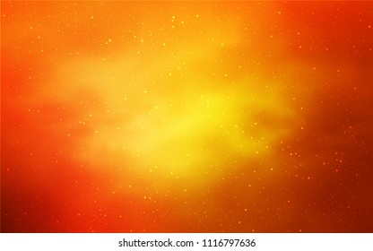 Light Orange vector background with galaxy stars. Glitter abstract illustration with colorful cosmic stars. Pattern for futuristic ad, booklets.