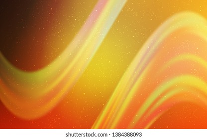 Light Orange vector background with galaxy stars. Shining illustration with sky stars on abstract template. Best design for your ad, poster, banner.