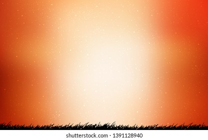 Light Orange vector background with galaxy stars. Glitter abstract illustration with colorful cosmic stars. Smart design for your business advert.